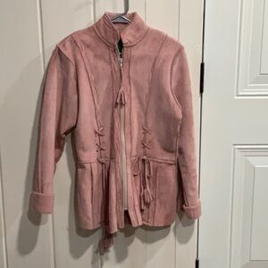 Grownbeans Karen Groner pink suede jacket sherpa lines size S
